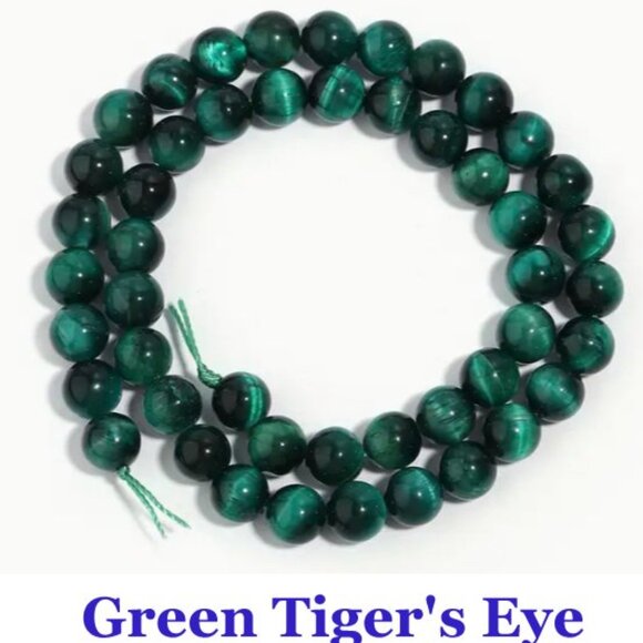 Natural Green Tiger's Eye Stone  15" Strand - Picture 3 of 3